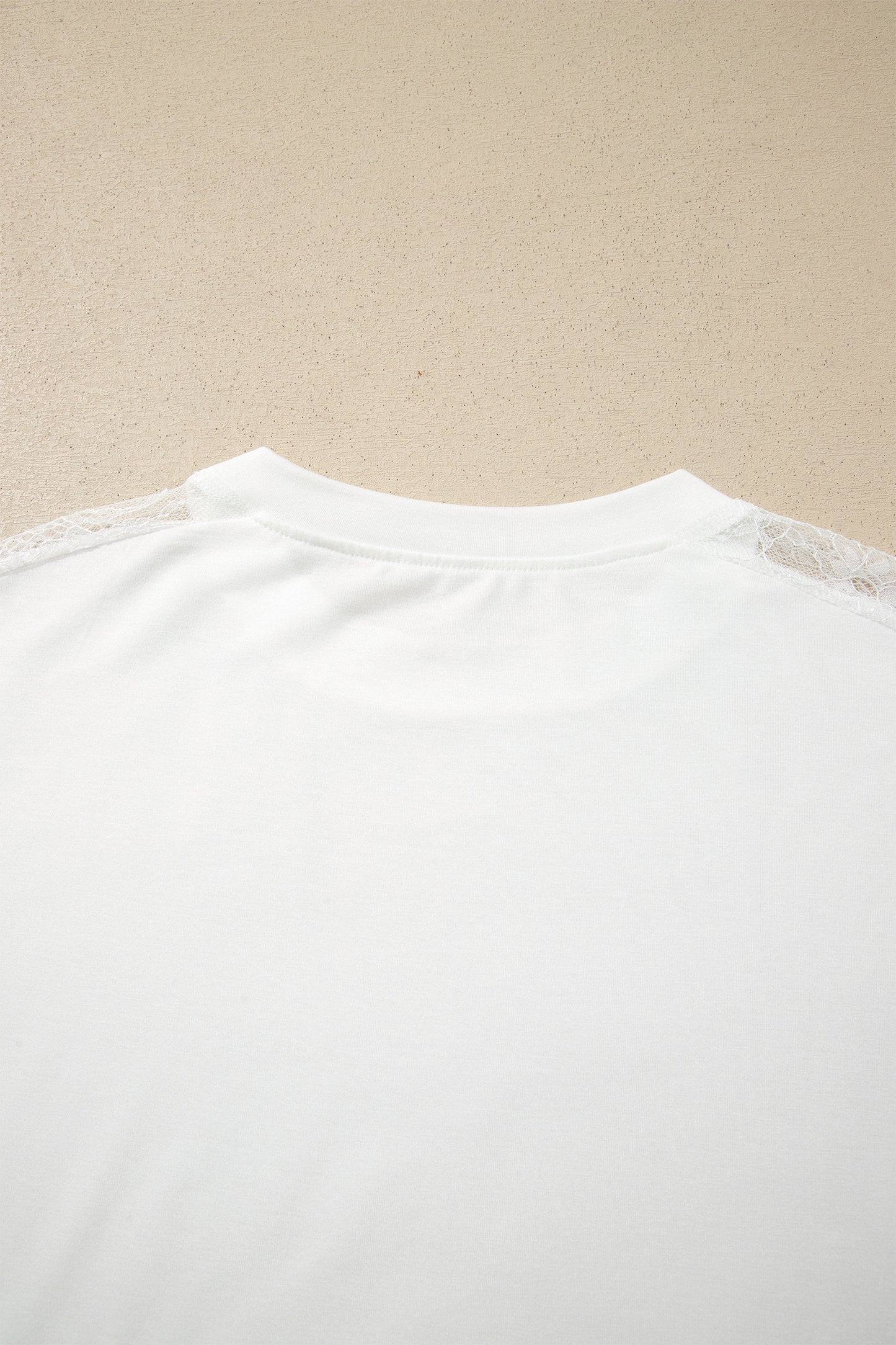 White Sheer Lace Splicing Long Sleeve Shift Top
