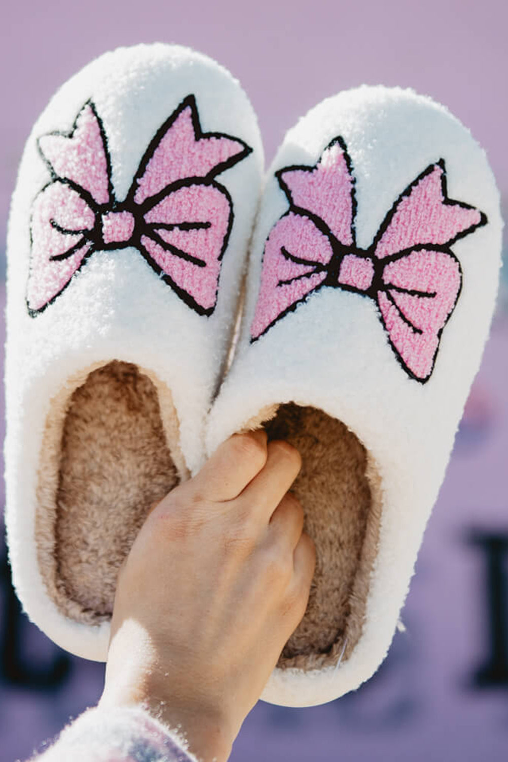 Witte schattige strikpatroon Fuzzy Winter Home Slippers