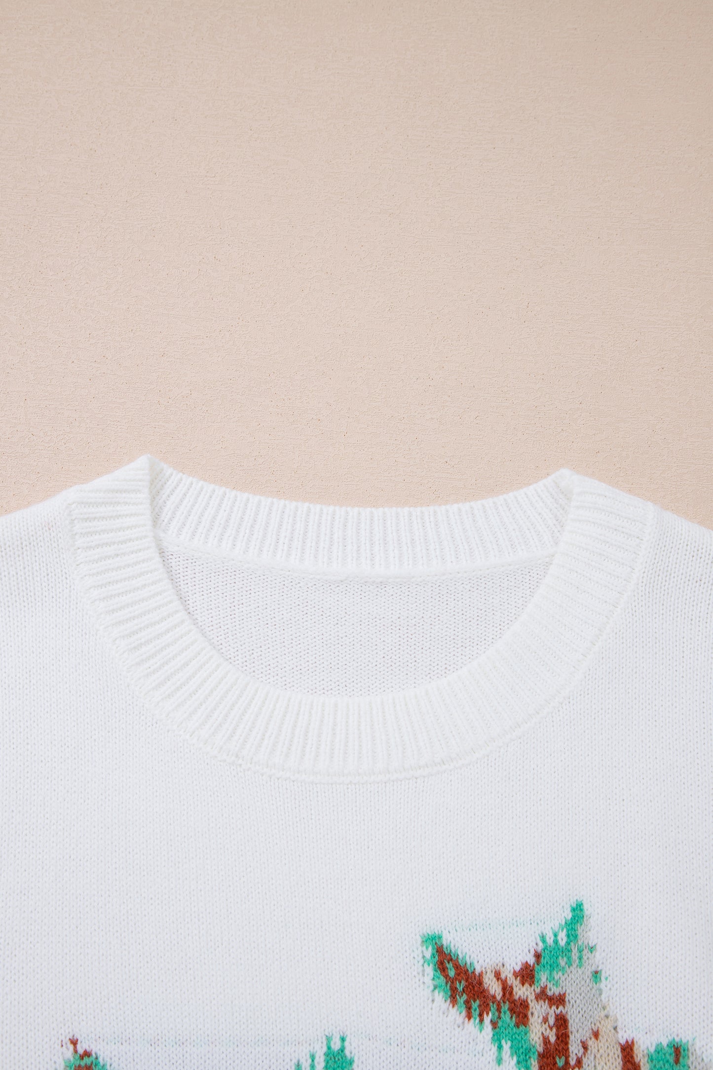 White Retro Flying Mallard Pattern Drop Shoulder Pullover Sweater