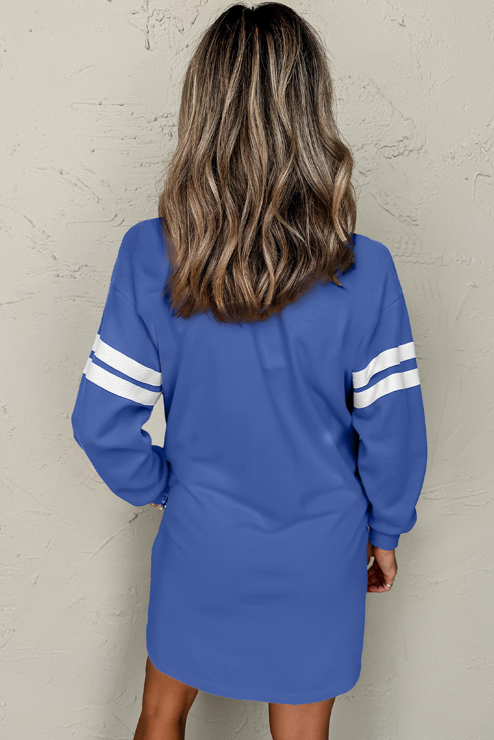 Sky Blue Preppy Striped Sleeve Loose Mini Dress