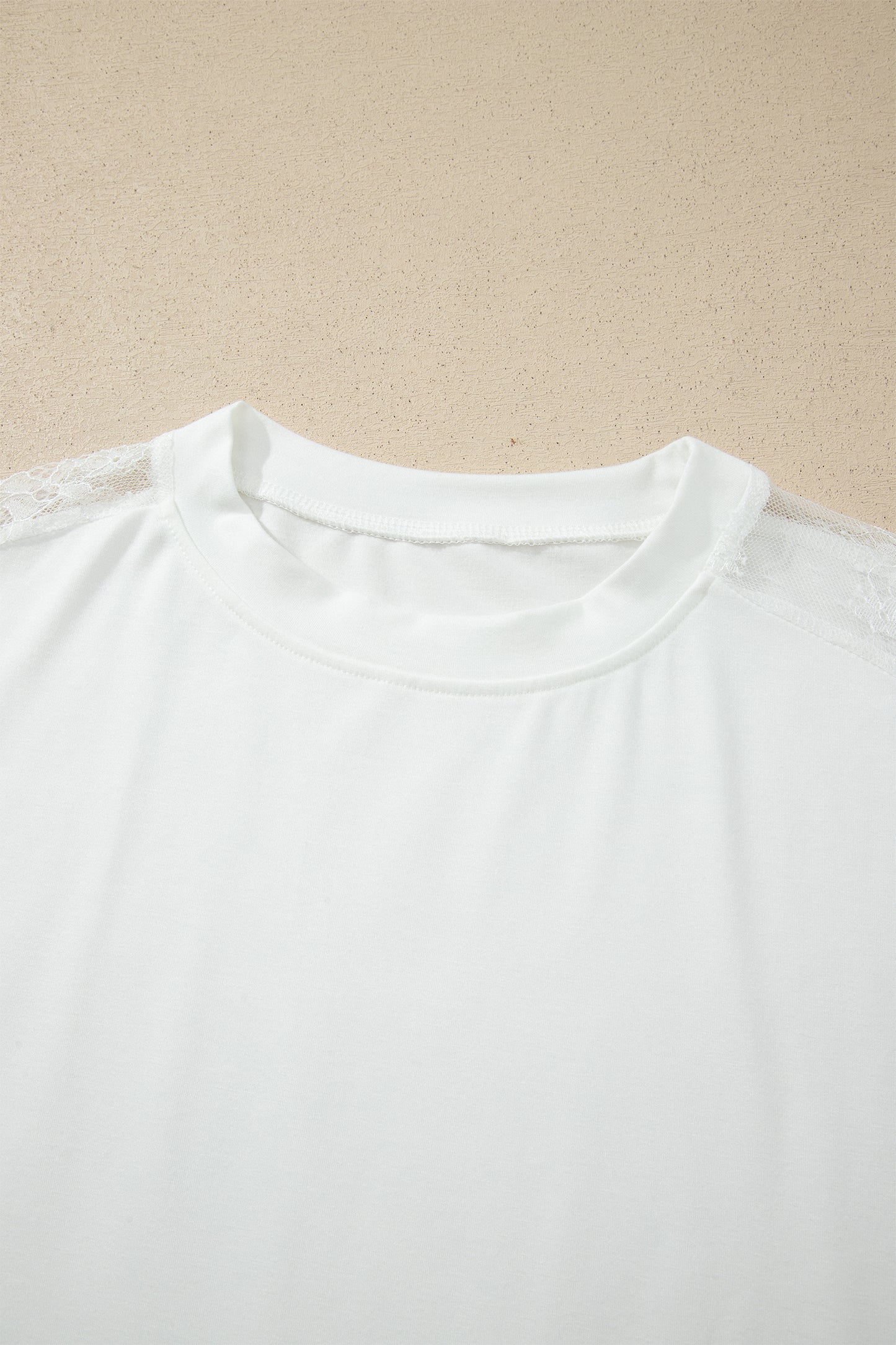 White Sheer Lace Splicing Long Sleeve Shift Top