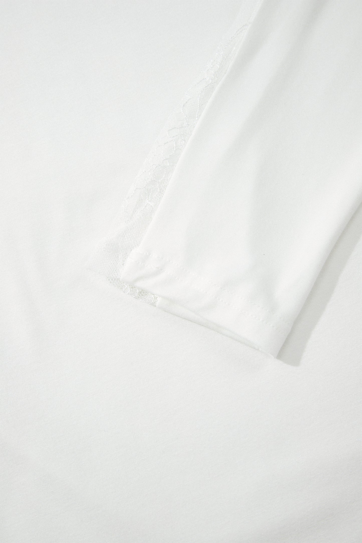 White Sheer Lace Splicing Long Sleeve Shift Top