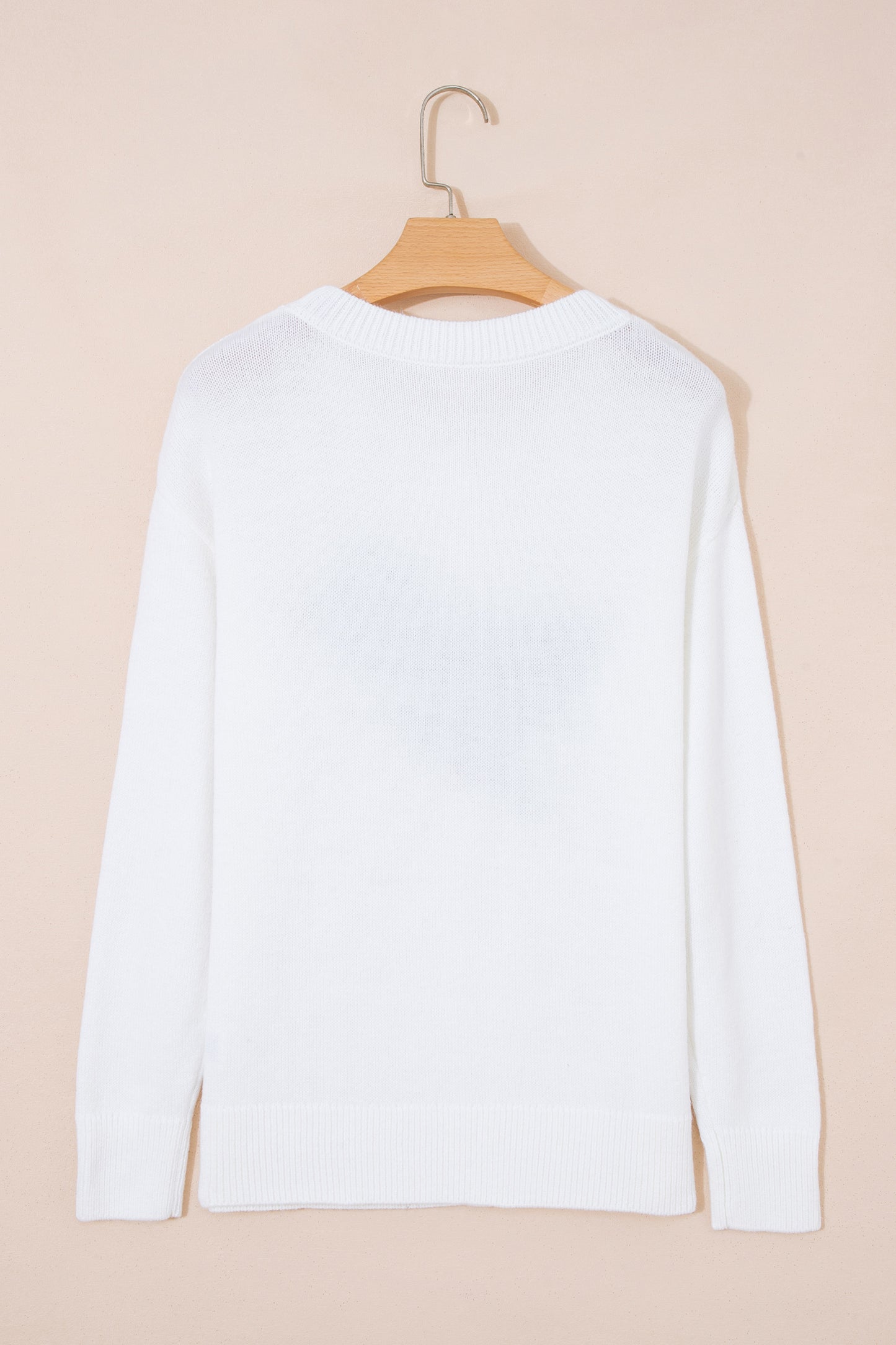 White Retro Flying Mallard Pattern Drop Shoulder Pullover Sweater
